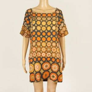 See by Chloe 60s 70s Mod Inspired Floral Polka Dot Shift Dress